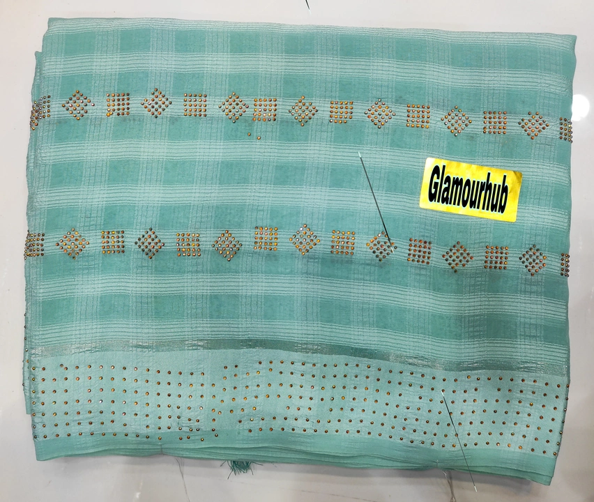 Glamourhub Premium Blue Fabric Saree with Swaroski Work uploaded by business on 12/17/2022