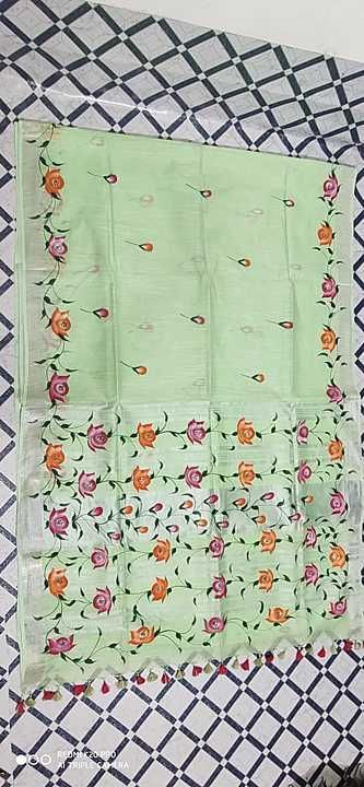Semi lilan hand painted saree uploaded by R.N .SILK. HANDLOOM on 2/2/2021