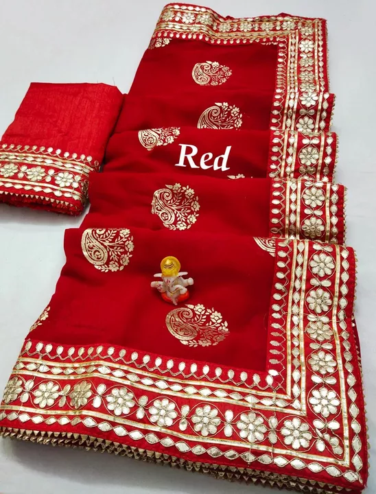 Silk fabric ganapati border goldan jari work uploaded by business on 12/18/2022