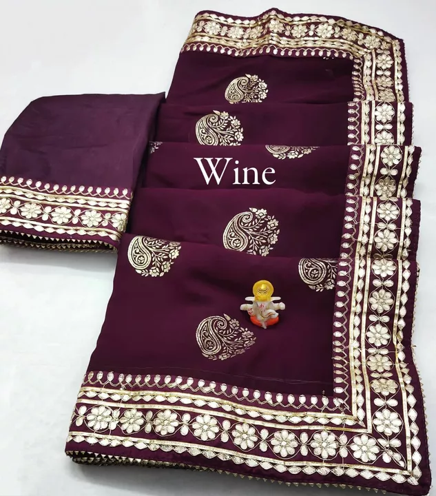 Silk fabric ganapati border goldan jari work uploaded by business on 12/18/2022