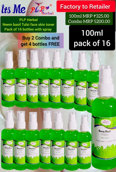 PLP Herbal neem Basil skin toner 100ml MRP 325.00 uploaded by PLP Production and Marketing Pvt Ltd on 12/18/2022