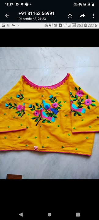 Cotton fabric blouse embroidery manufacture uploaded by business on 12/18/2022