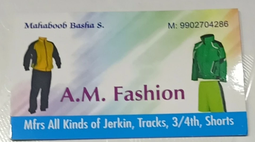 Visiting card store images of A M fashion