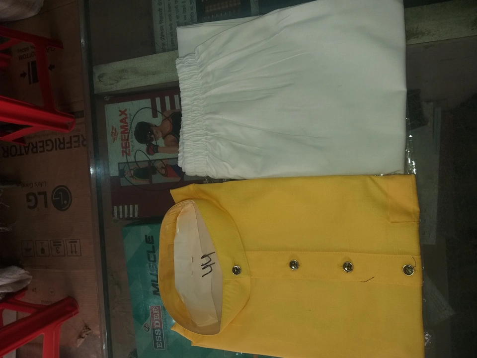 Yellow Men's wear kurta pazama 38 se 44 size a available  uploaded by Jyoti Rediment and Hosiery on 12/19/2022