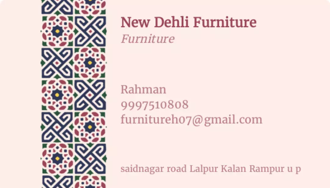 Visiting card store images of New Delhi furniture and sofa maikar