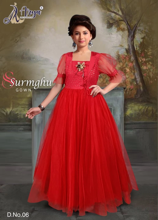 Post image *SURMGHU CHILDREN GOWN*

- Design - 6

- Fabric - riyon and softnet

- Sequence and thread work

- 3 inner - mono, crap, can can

- Full flair 

- Size

    Year         =   size

    - 6 to 7     =   24

    - 7 to 8     =   26

    - 8 to 9   =   28

    - 9 to 10 =   30

    - 10 to 11 =   32

    - 11 to 12 =   34

More information about on this WhatsApp number- 9664964062