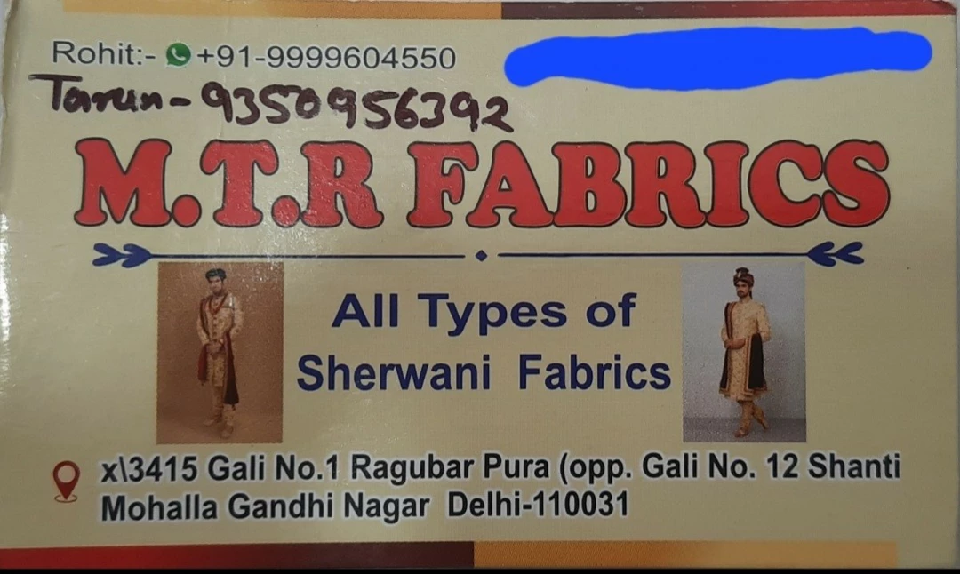 Visiting card store images of M.T.R_FABRICS