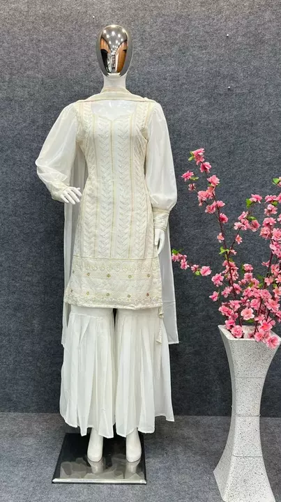 Lukhnowi KURTA set embroidery cotton thread Work uploaded by A P Creations on 12/20/2022