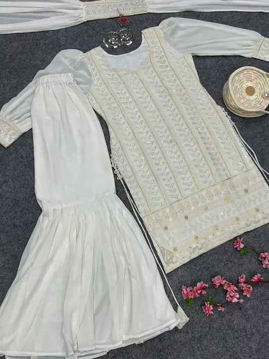 Lukhnowi KURTA set embroidery cotton thread Work uploaded by A P Creations on 12/20/2022