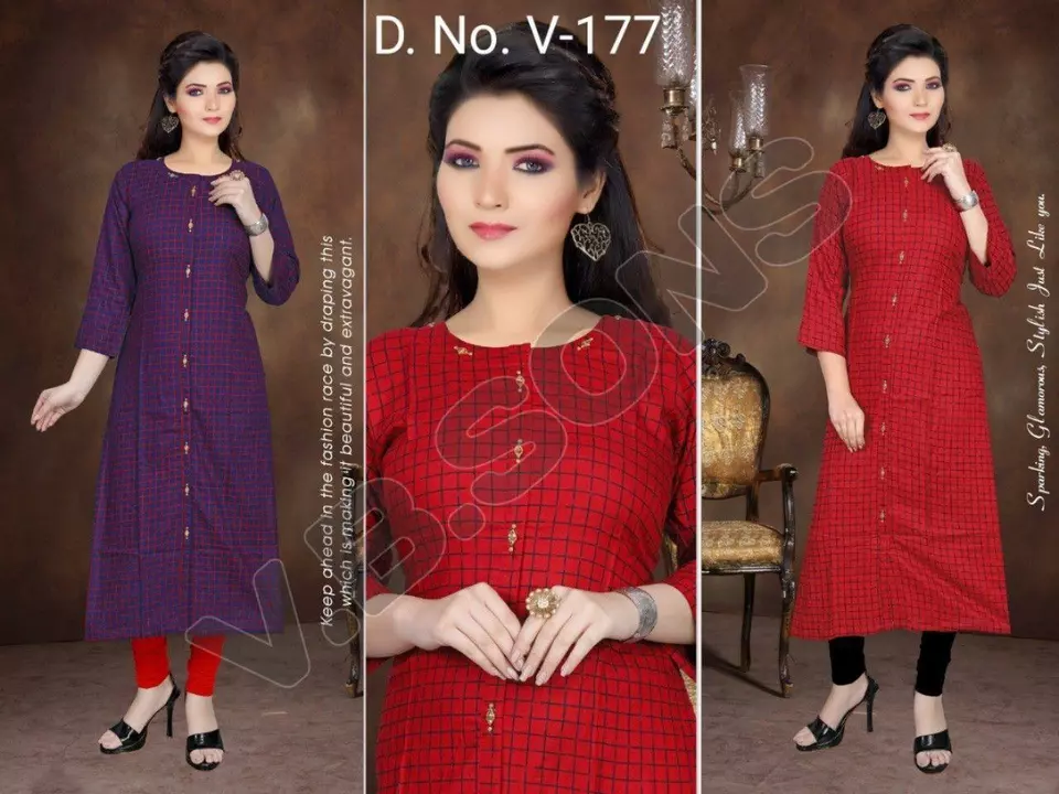 Chex Print straight Kurti  uploaded by V B Sons on 12/20/2022