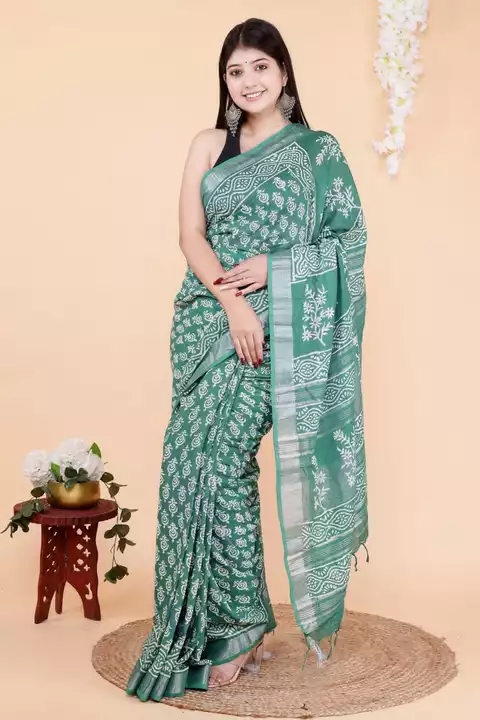 Cotton linen saree  uploaded by business on 12/20/2022
