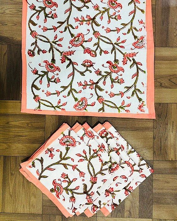 Traditional Hand Block Printed Pure Cotton Nepkins Set for 6 Seater 
 uploaded by business on 2/4/2021