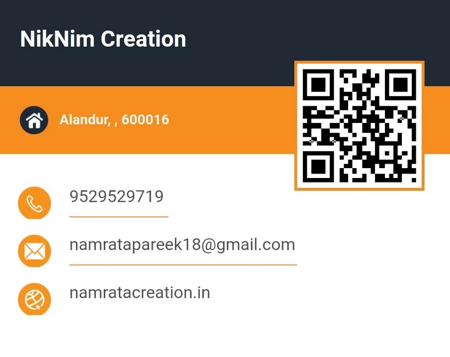 Visiting card store images of NIKNIM CREATION