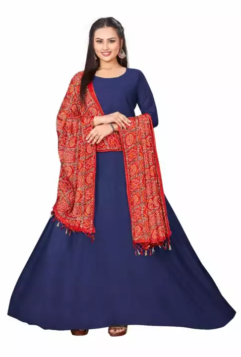 Anamika Rayon Gown With printed dupatta  uploaded by Arnav Suits on 12/21/2022
