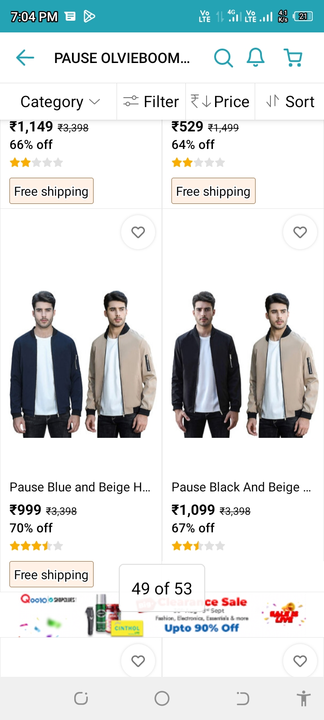 Post image I want to buy 2 pieces of 4 way lycra jacket for men's . My order value is ₹0.0. Please send price and products.