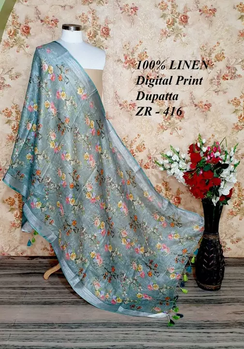 Linen Printed dupatta  uploaded by Indiano Creation on 12/22/2022