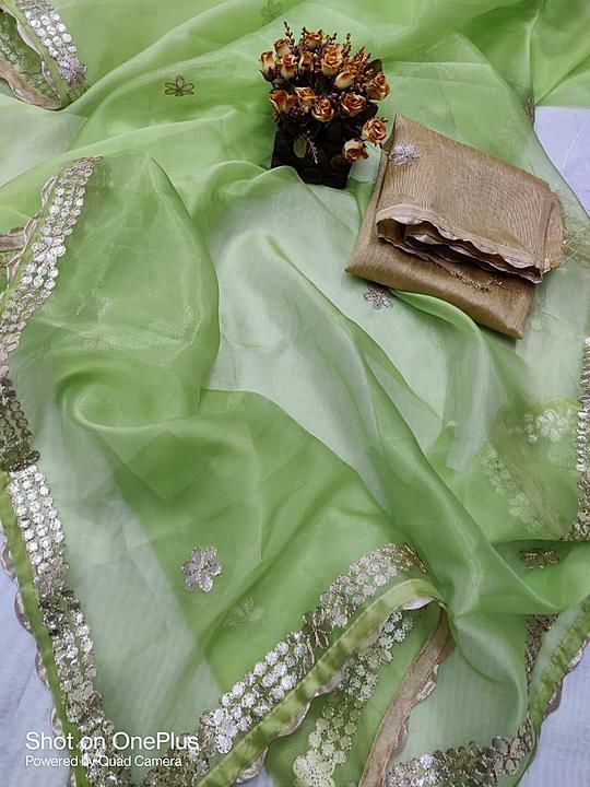 Post image Pure *Silkweave Organza saree gotta work cpalu and buta all over saree♥️ with **

Blouse :- *banglori silk with beg n slive  work  *✅

*Price (₹) 1100/-*

*CLOTHES NEVER MAKES FASHION ITS WOMEN WHO WEAR THEM N BRING IT INTO FASHION*❣

Ready to ship ♥️@