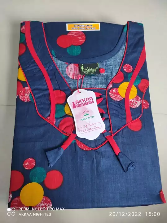 Post image Women's Branded cotton nighties. 
100%cotton With side pocket finishedOverlock finished at sideReactive print
