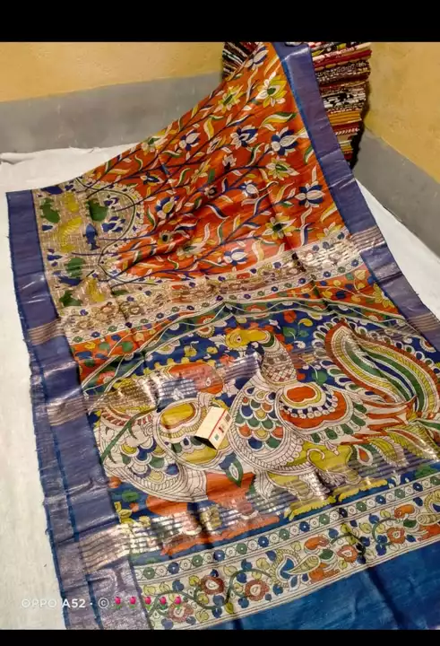 🌿 pure tassar ghicha Saree 
🌿 design hand block print 
🌿 handloom weving
🌿 best quality and fin  uploaded by business on 12/22/2022