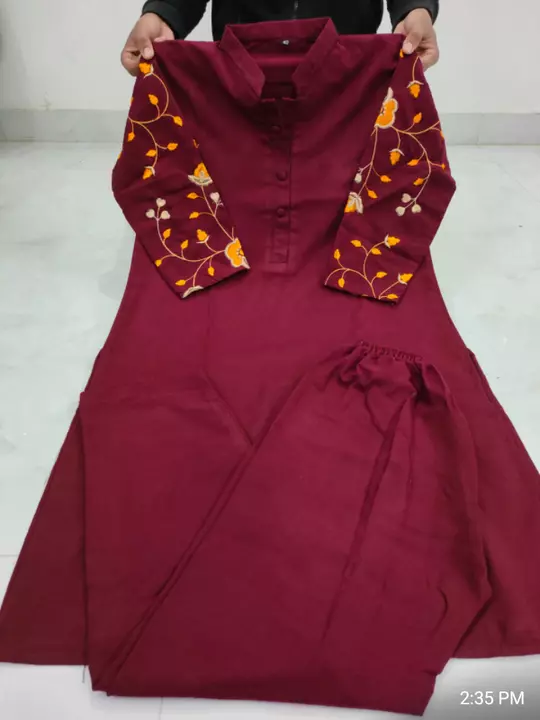 Ladies Woolen Embroidery kurti with pant  uploaded by Abu Textile on 12/22/2022