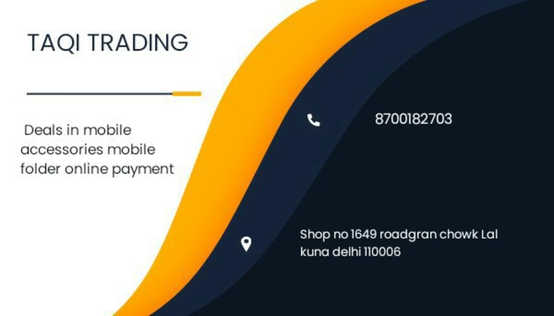 Visiting card store images of TAQI TRADING complete Mobile solution