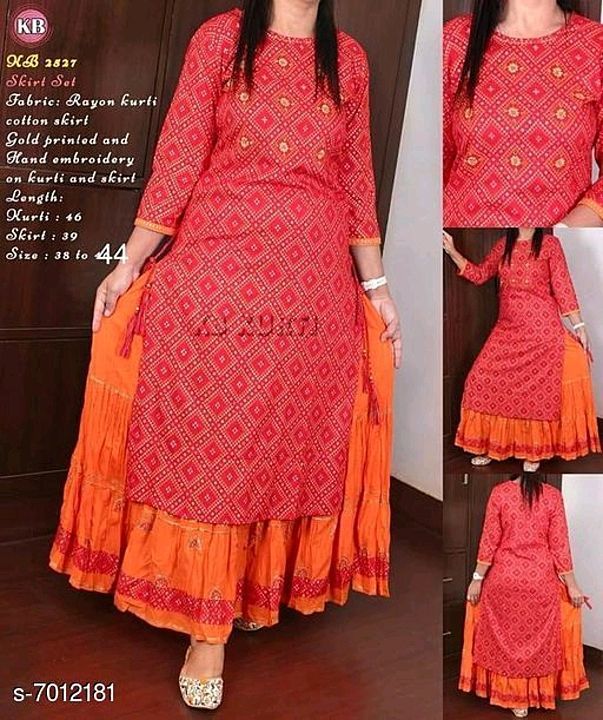 Beautiful woman kurta set with skirt uploaded by business on 2/4/2021
