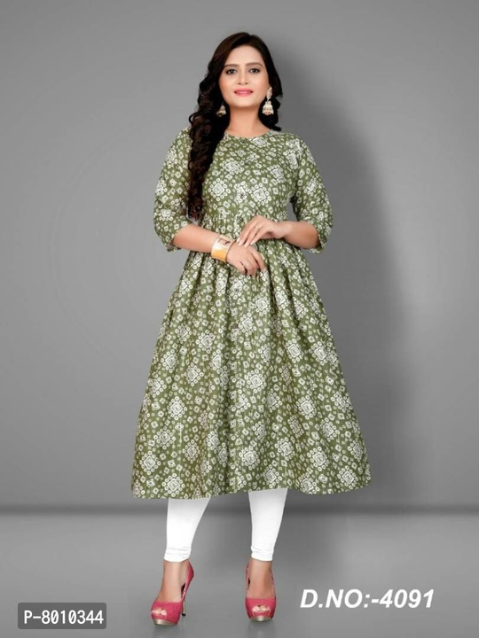 Cotton printed Anarkali kurti  uploaded by Kt collection on 12/23/2022