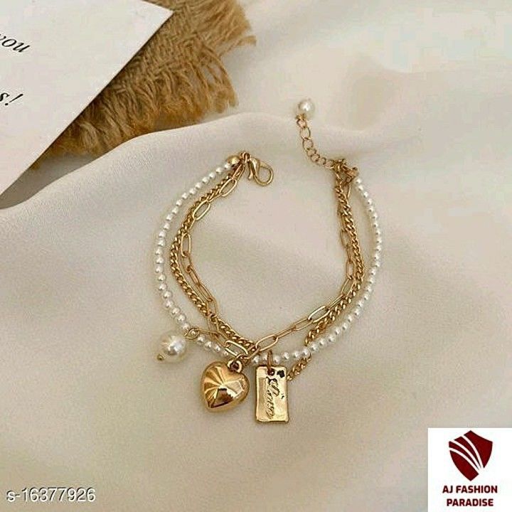 Arzonai niche design heart-shaped bracelet Korean pearl love double-layer bracelet, simple and fashi uploaded by AJ FASHION PARADISE  on 2/4/2021