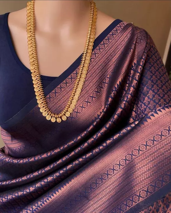 copper zari brocade softysilk saree… Whats app me to join our group uploaded by business on 12/23/2022