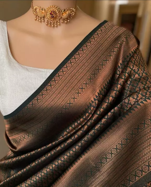 copper zari brocade softysilk saree… Whats app me to join our group uploaded by business on 12/23/2022