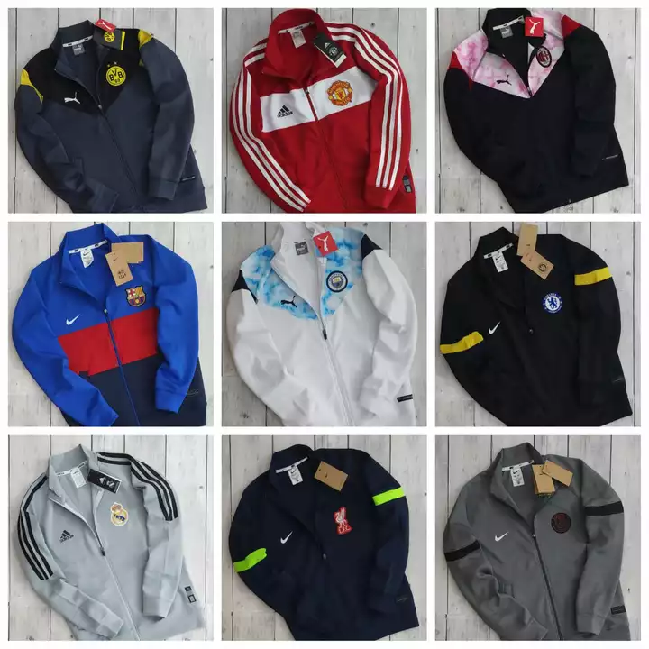 Premium Quality Football Jackets 
Adidas, Nike & Puma
Suede Scuba 
Shades: 09
M L XL XXL
1:1:1:1
Moq uploaded by Rhyno Sports & Fitness on 12/23/2022