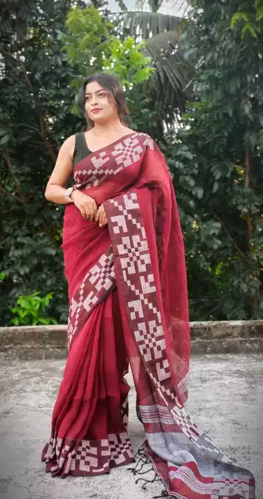 Linen hand weaving jamdani saree  uploaded by Asexzim on 12/23/2022