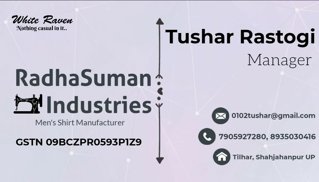 Visiting card store images of RadhaSuman Industries 