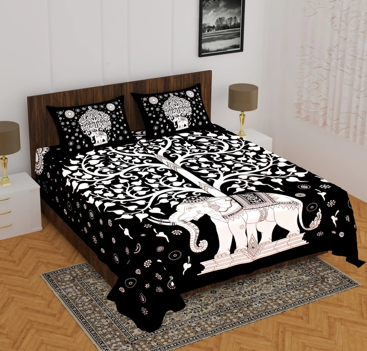 Sanganeri printed cotton double bedsheet with 2 pillow cover uploaded by business on 12/23/2022