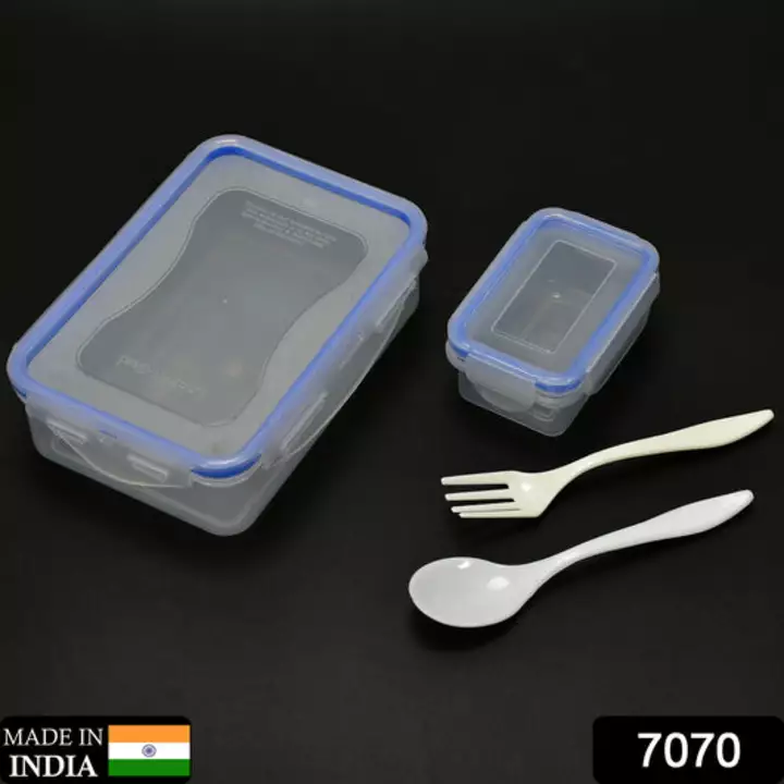 7070 Multipurpose Air Tight 4 Side Lock Food Grade Lunch Box With Small Square Container uploaded by DeoDap on 12/24/2022