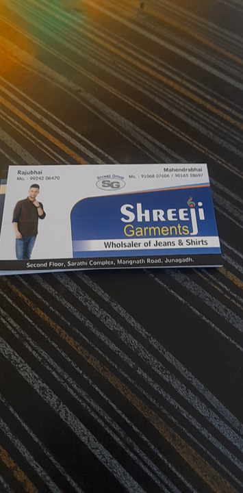 Visiting card store images of Shreeji garment