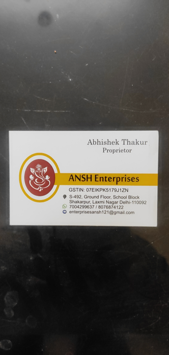 Visiting card store images of Ansh Enterprises