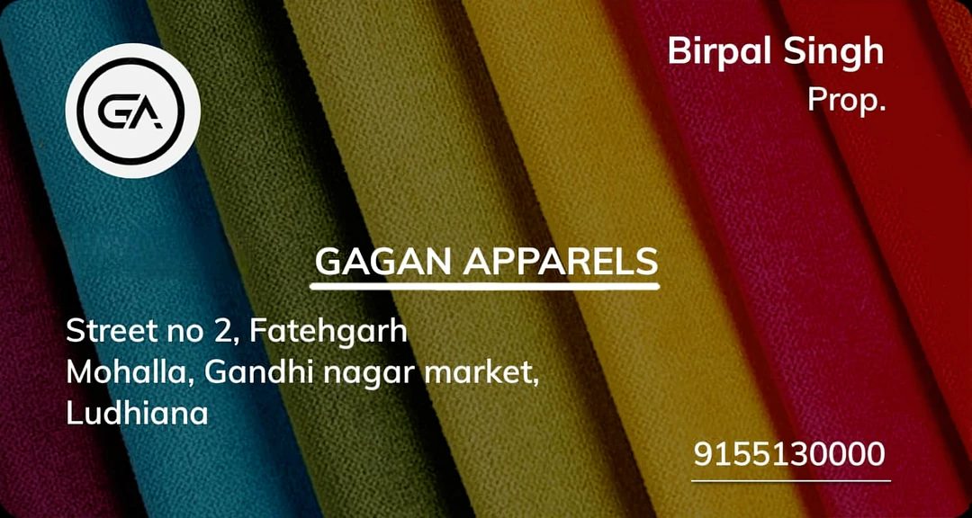 Visiting card store images of Gagan Apparels