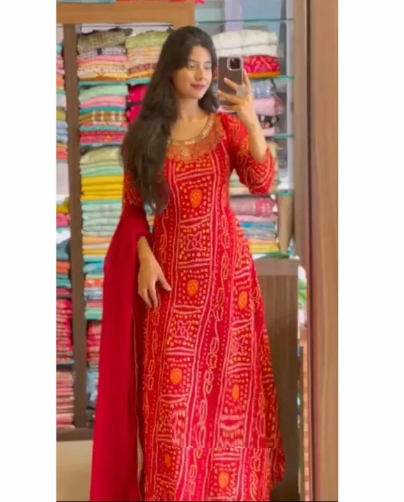 Bandhani print gown uploaded by Geetafashionstore on 12/24/2022