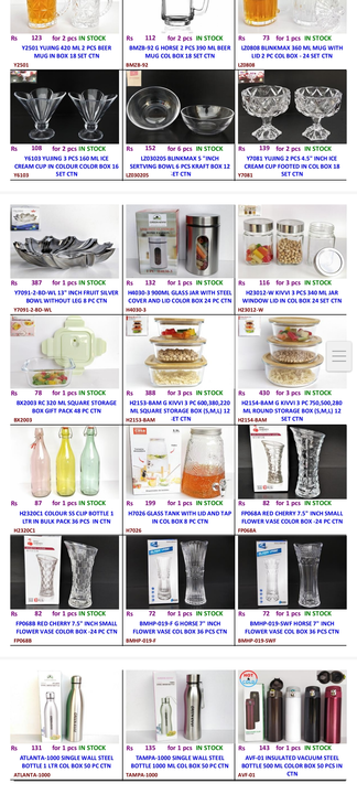 Post image 2000 plus Glassware and Kitchenware available for wholesalers and Shops. Add to Wats app for Catalog # 9167096174