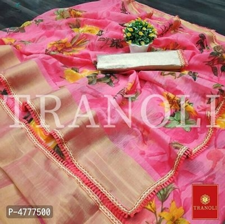 Post image Tranoli Linen Floral Printed Zari Woven Tassel Lace Border Saree with Blouse piece
Within 6-8 business days However, to find out an actual date of delivery, please enter your pin code.
Tranoli Linen Floral Printed Sarees with Tassel Lace Border and Blouse Piece price 270