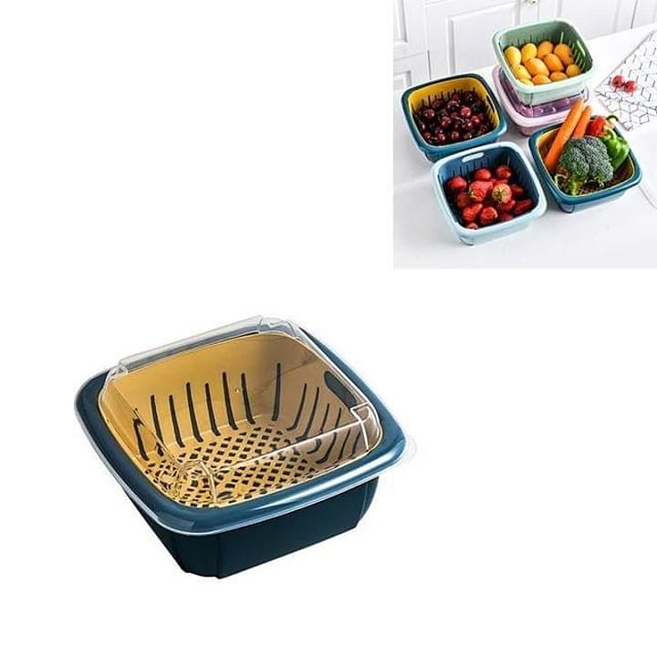 Double layer refrigerator drain storage basket with lid(set of 2) uploaded by KT ENTERPRISE on 2/5/2021