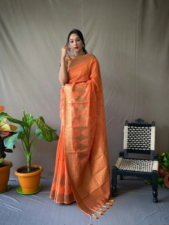 Cotton Slub Sarees with Copper Zari Saree uploaded by Anant Tex Exports Private Limited on 12/25/2022