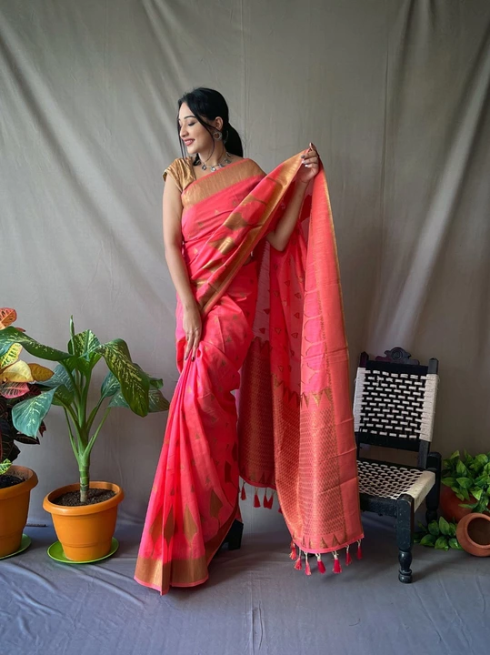 Cotton Slub Sarees with Copper Zari Saree uploaded by Anant Tex Exports Private Limited on 12/25/2022