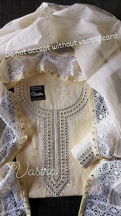 Cotton  suit with mirrorwork neckline uploaded by The Diva Collection on 2/5/2021