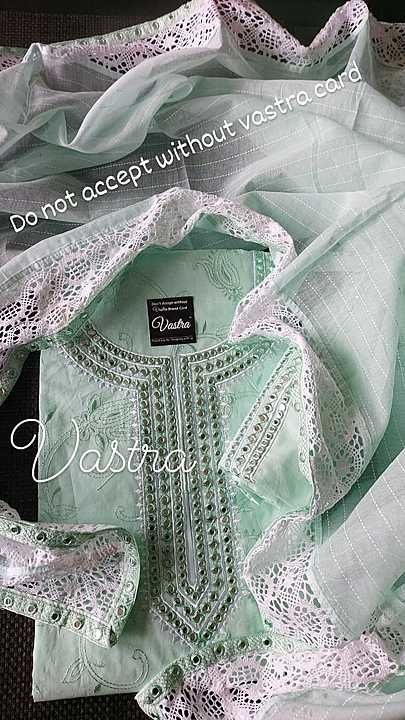Cotton  suit with mirrorwork neckline uploaded by The Diva Collection on 2/5/2021