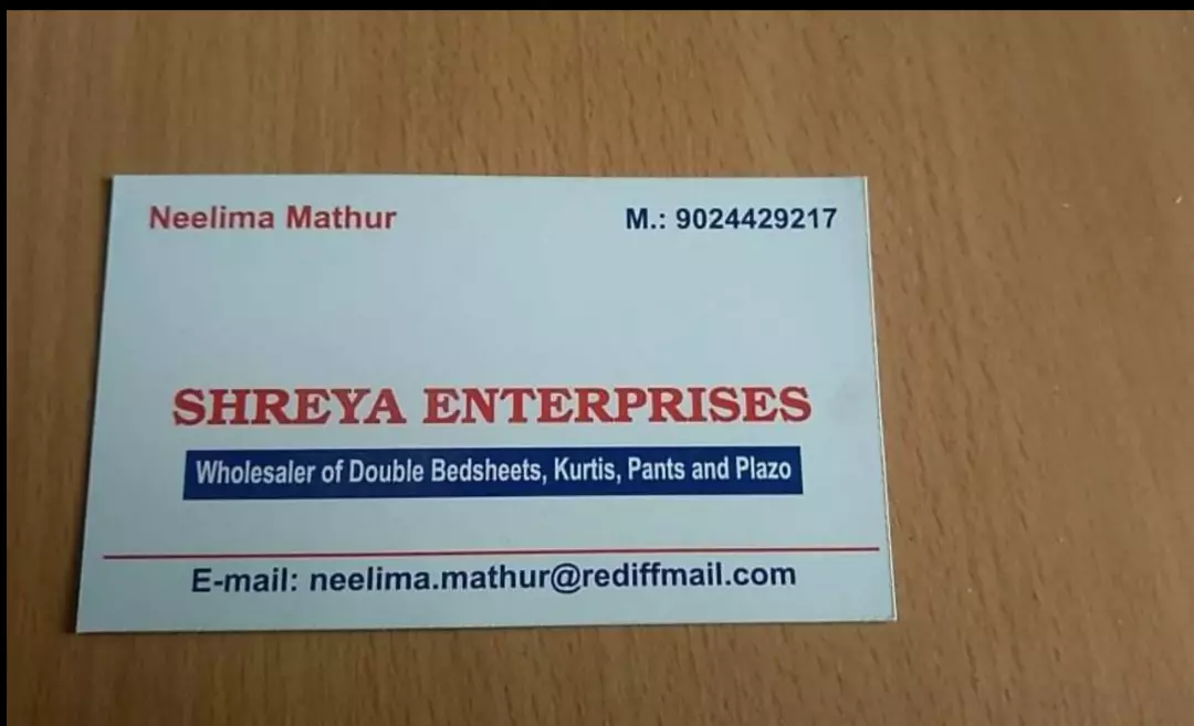 Visiting card store images of Shreya Enterprises
