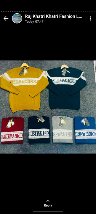 Post image Imported Chinese Hair Men's Pullover. Top Quality. 🔥

Size - M,L, XL

Colors - 6 Awesome Colors as shown int image. 

Minimum 2 set. 

Limited Stock. Order now.