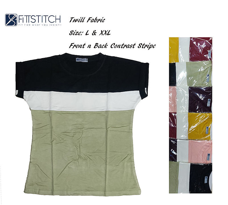 stripe tricolor folding sleeve t shirt uploaded by R R Creation on 2/5/2021