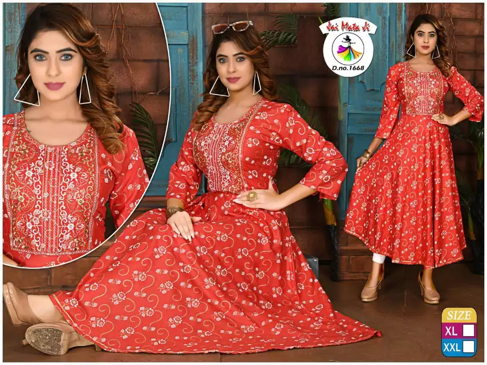 Long Fancy Work Kurtis 290/- xl xxl  uploaded by Radha Creation , Maira sales for Readymade items on 12/26/2022